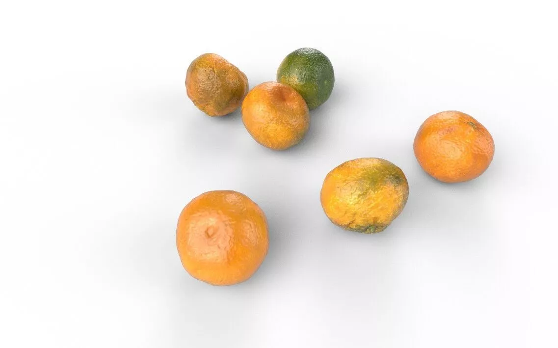 Tangerine Set 02 Low-poly 3D model