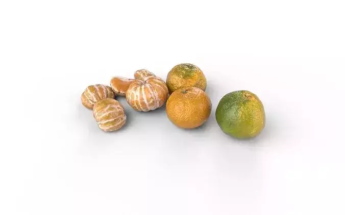 Tangerine Set 03 Low-poly 3D model 4