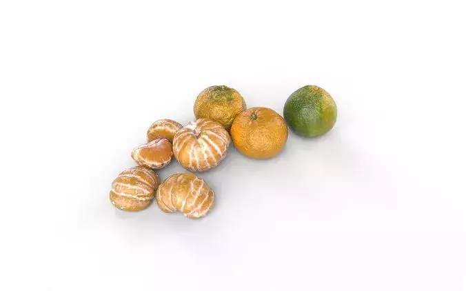 Tangerine Set 03 Low-poly 3D model 3