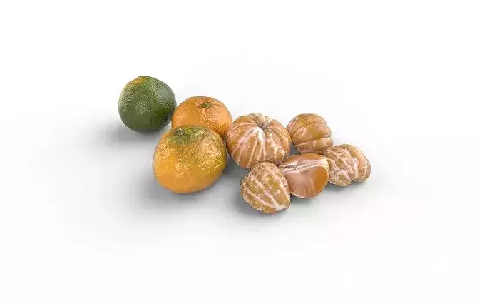 Tangerine Set 03 Low-poly 3D model