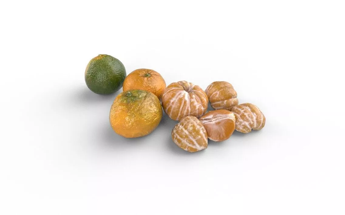 Tangerine Set 03 Low-poly 3D model