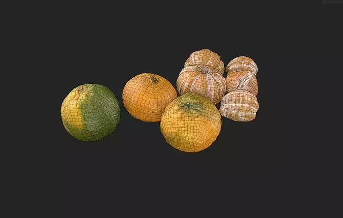 Tangerine Set 03 Low-poly 3D model 6