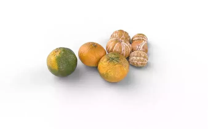 Tangerine Set 03 Low-poly 3D model 5