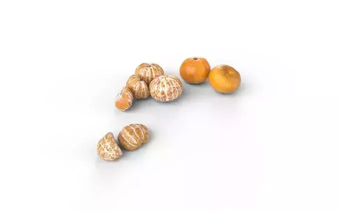 Tangerine Set 04 Low-poly 3D model 4