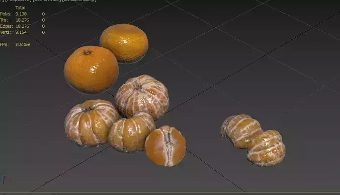 Tangerine Set 04 Low-poly 3D model 3