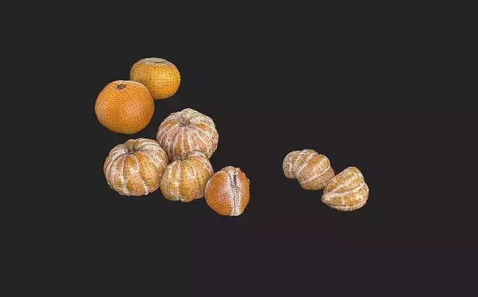 Tangerine Set 04 Low-poly 3D model 2
