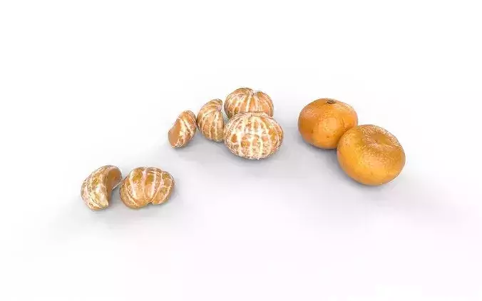 Tangerine Set 04 Low-poly 3D model 5