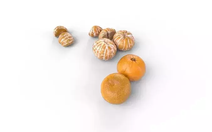 Tangerine Set 04 Low-poly 3D model 6