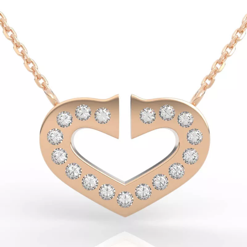 Premium Two Piece Heart Diamond Pendant 3D print model