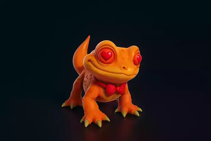 Cute Valentine Lizard Figurine Heart Eyes Reptile Romantic 3D print model