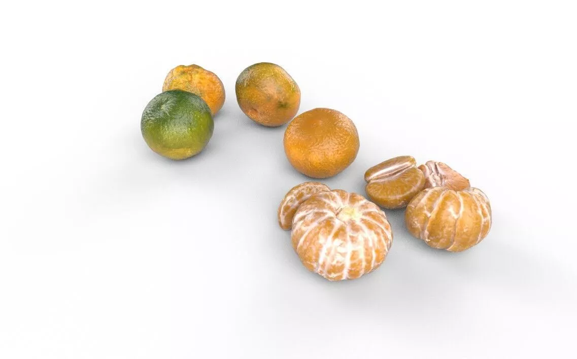 Tangerine Set 07 Low-poly 3D model