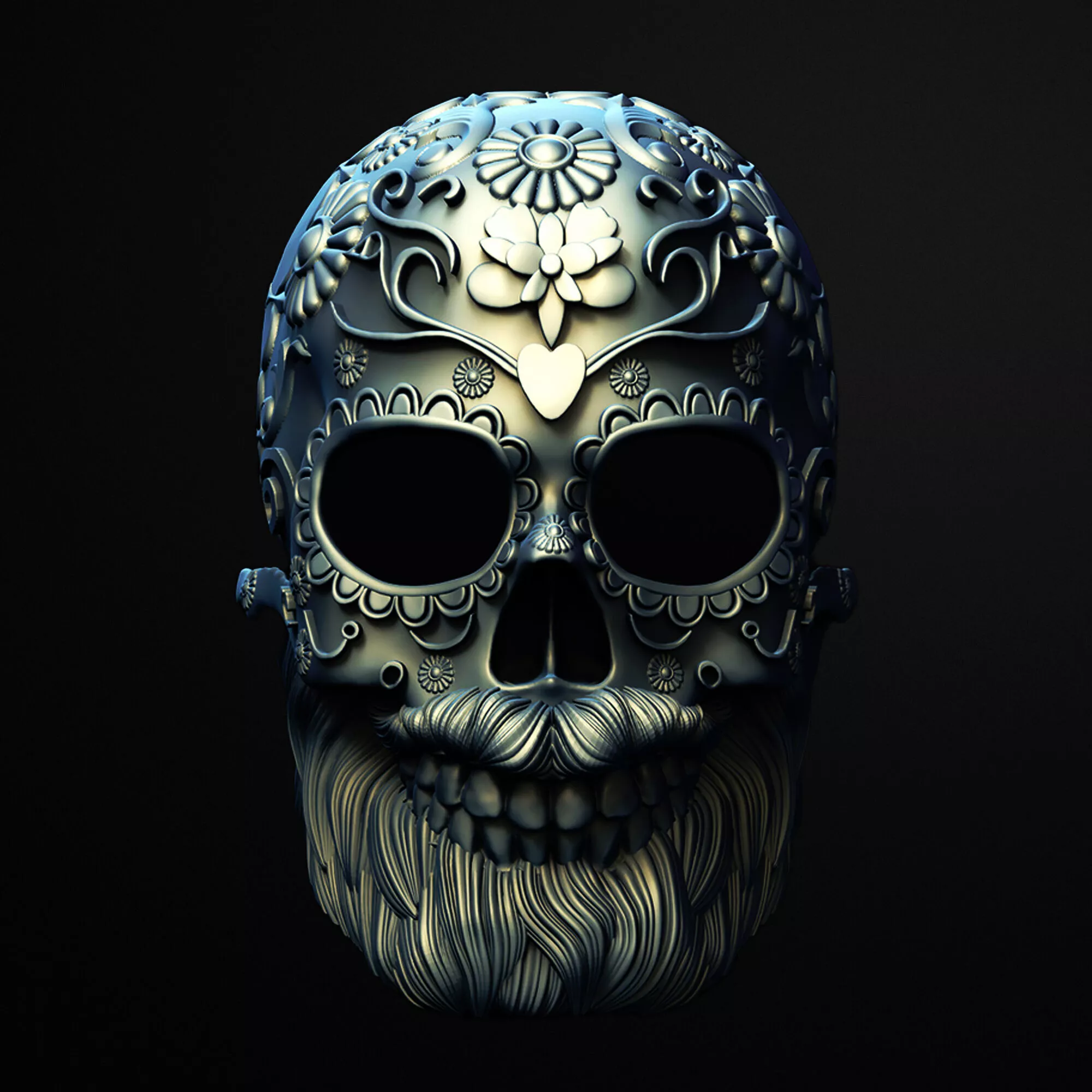Viejo Barbon Sugar Skull Mask 3D Printable Stl File 3D print model