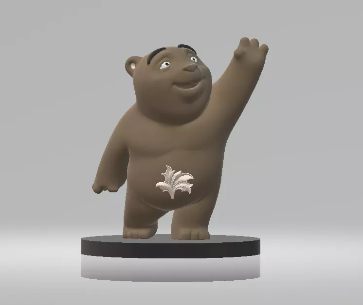 Waving Bear Character 3D Printable Toy Model 3D print model