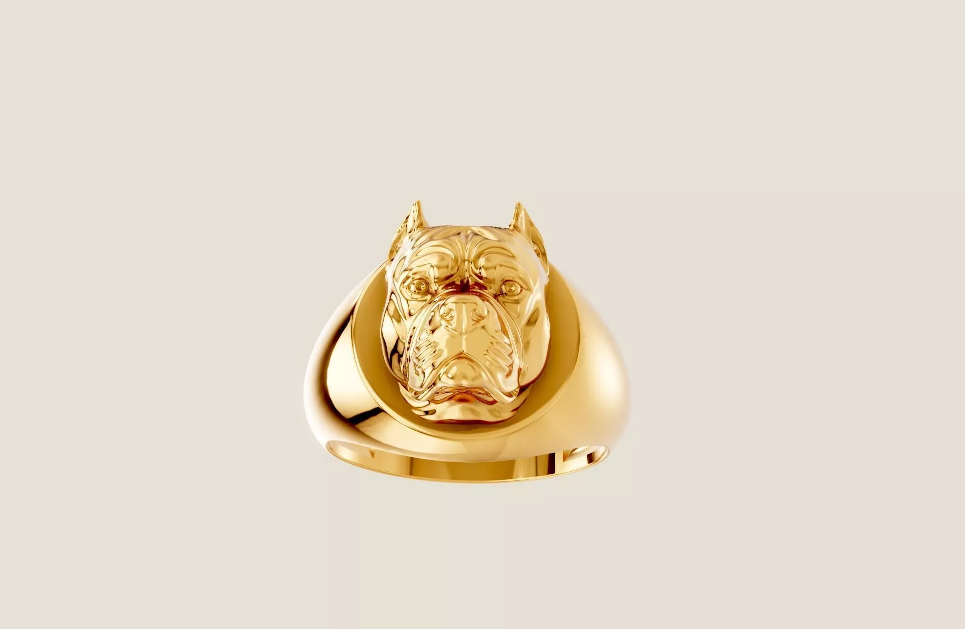Badass Bulldog Head Ring Pack - 11 US Sizes STL OBJ Hallowed 3D print model