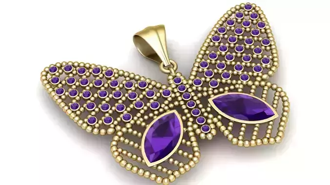 Elegant Butterfly Pendant 3D Printable Model