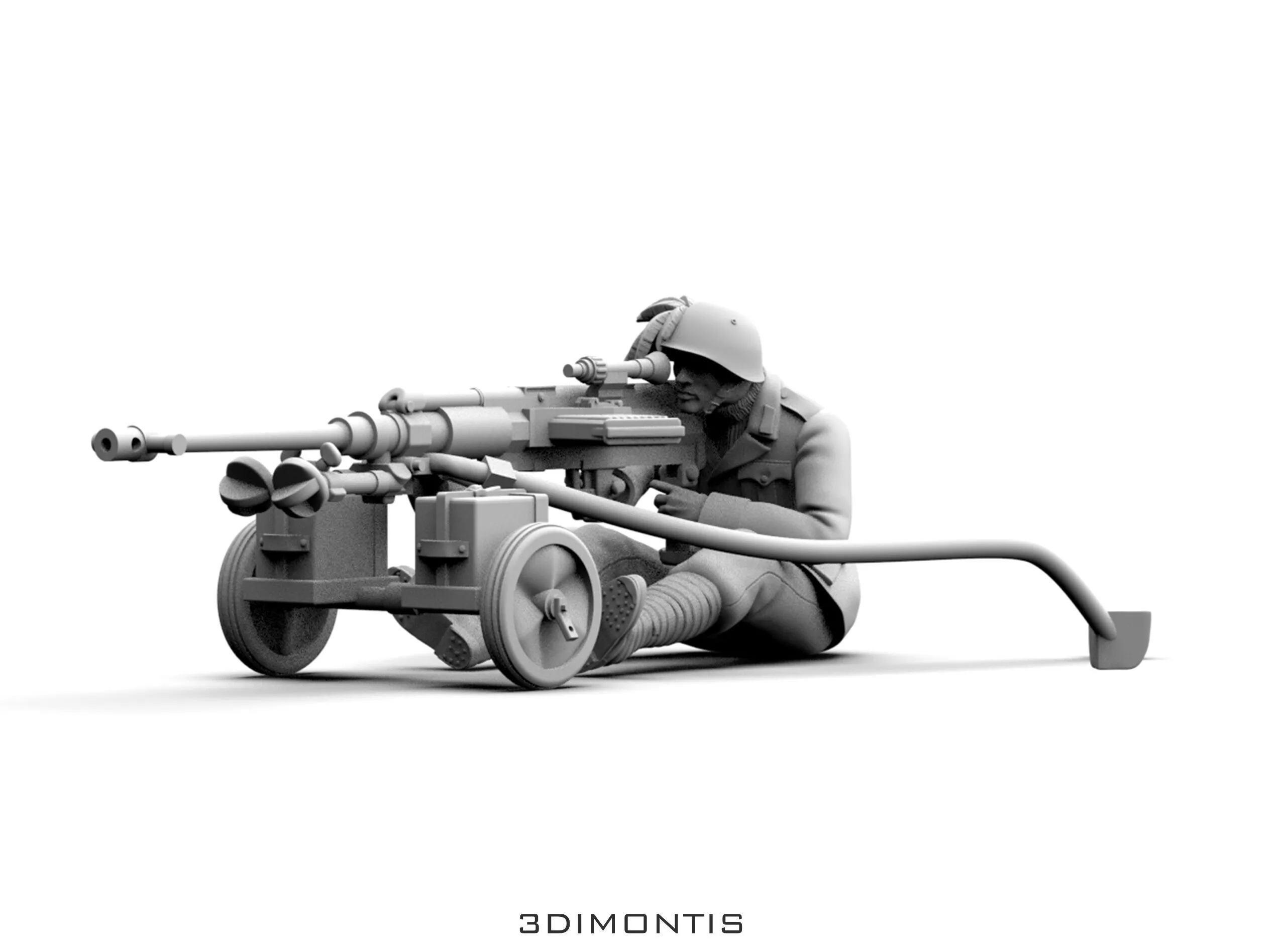 Italian Soldier WW2 solothurn weapon anti-tank 3D print model