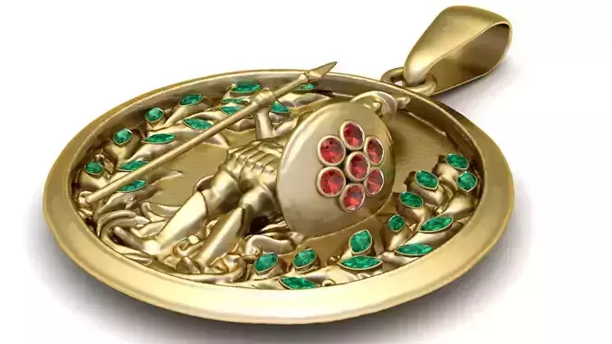 Ancient Spartan Warrior Medallion Pendant 3D Printable Model