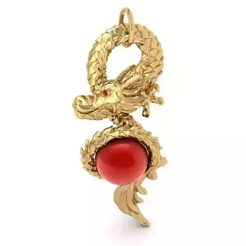 3D Gold Dragon Pendent File CAD Design Engagement Ring Model 3dm