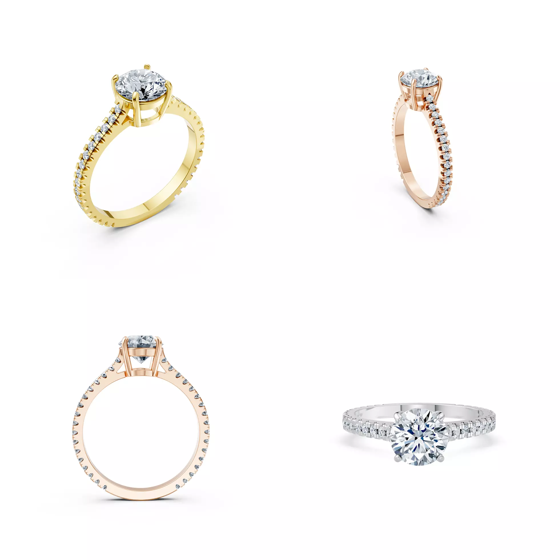 Micro Pave Solitaire Engagement Ring CAD Design 3DM 3D print model