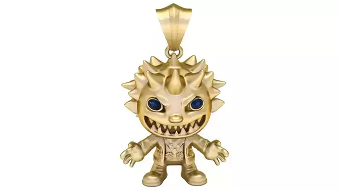 Spiky Monster Character Pendant 3D Printable Model