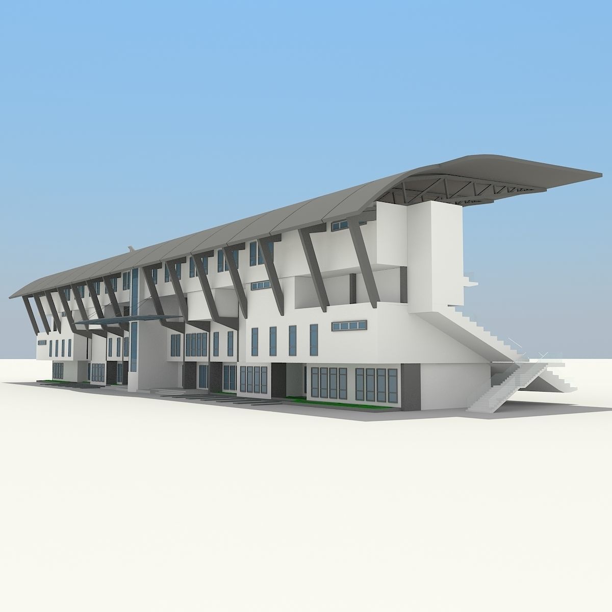 Stadium with seats 3D model_3