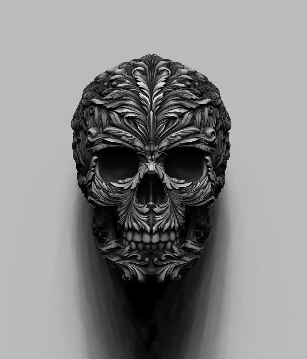 Skull ornamental rose 2 3D print model