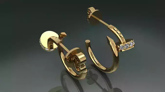 NAIL EARRING WITH THE STONES 3D PRINT MODEL