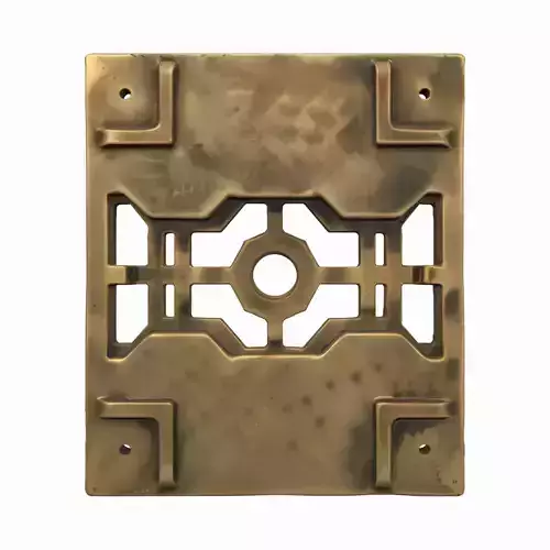 3D Ornate Brass Bank Vault Vent Grille Geometric Airflow