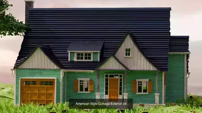 American Cottage Houses Pack - Low Poly PBR Game-Ready 5