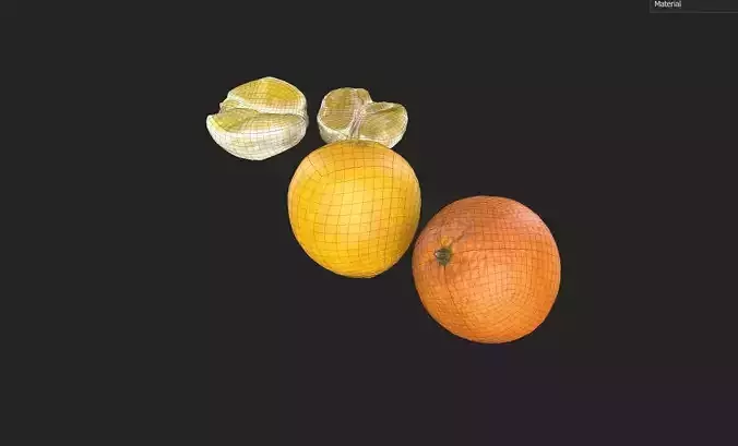 Orange Set 02 Low-poly 3D model 7