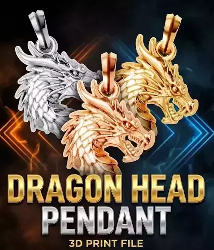 Dragon head pendant 3d print file stl obj