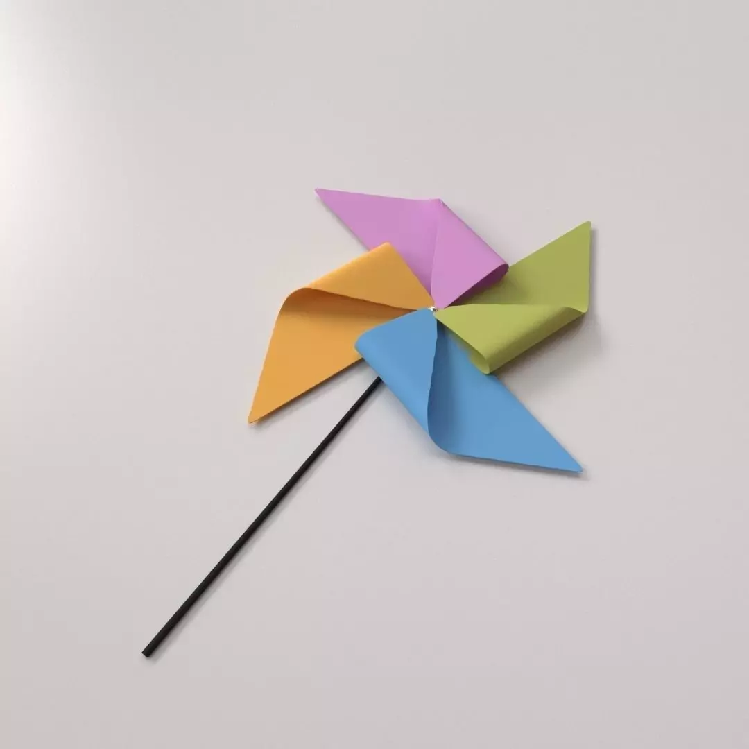 Pinwheel origami paper 3D model_0