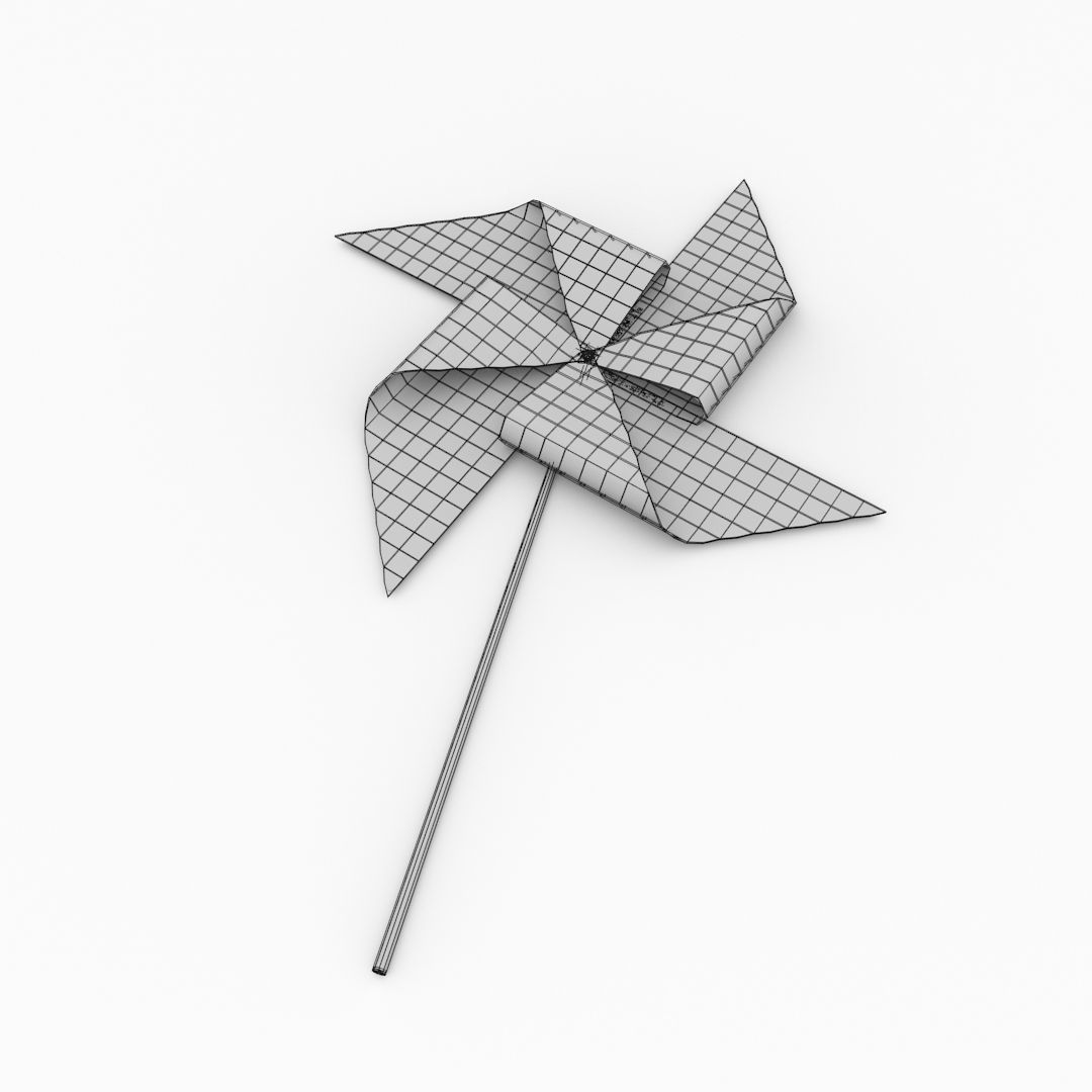 Pinwheel origami paper 3D model_4