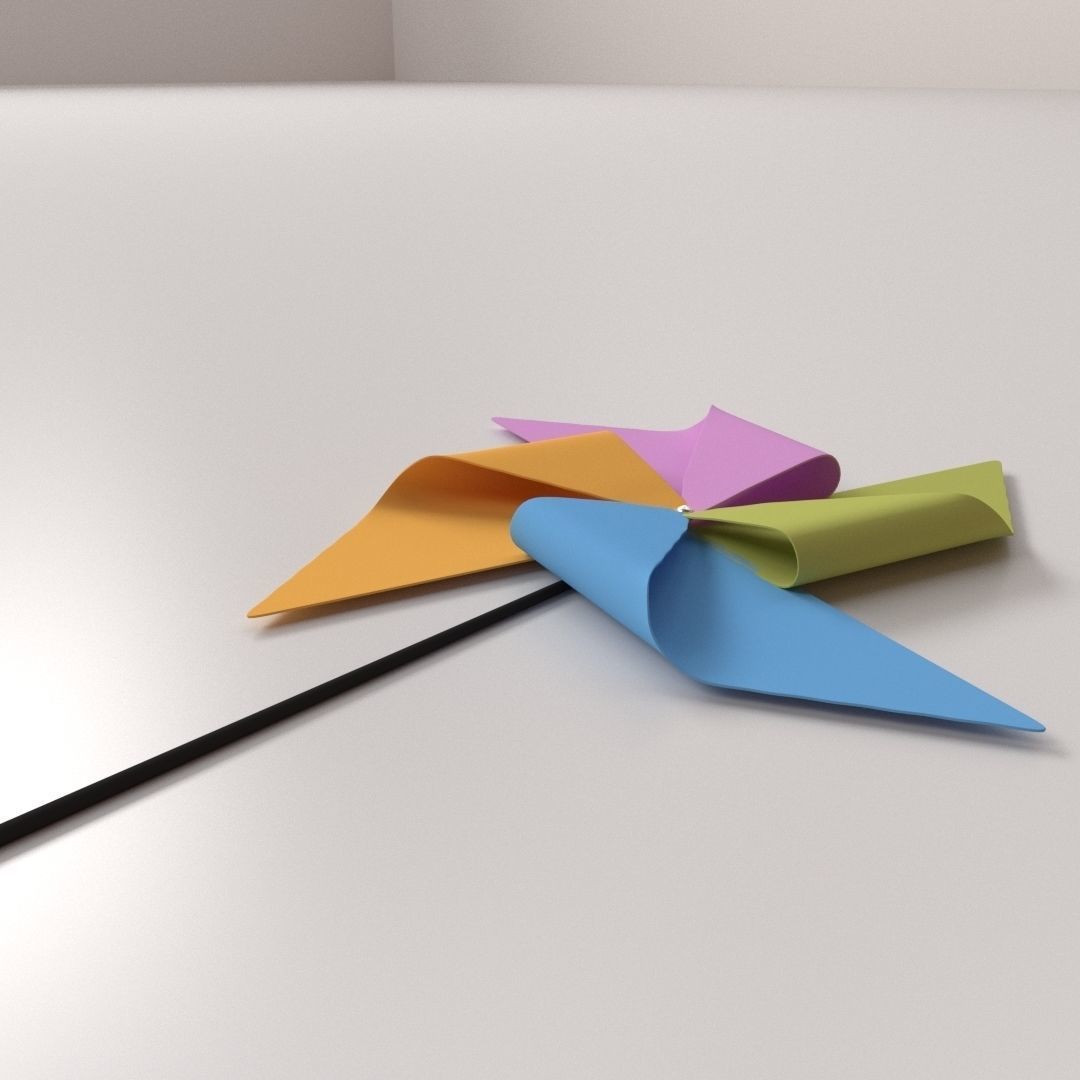 Pinwheel origami paper 3D model_1