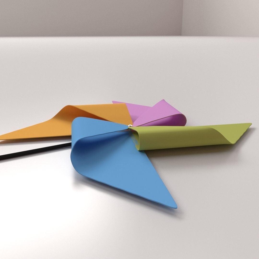 Pinwheel origami paper 3D model_2