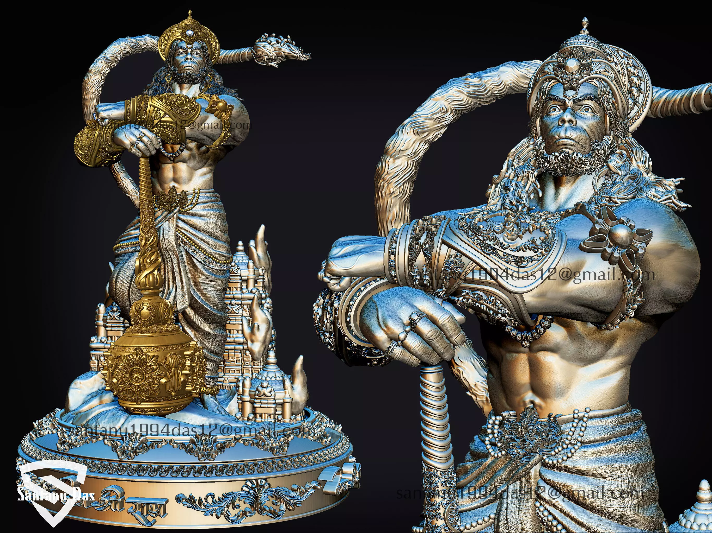 Bahubali Hanuman ji STL 3D print model