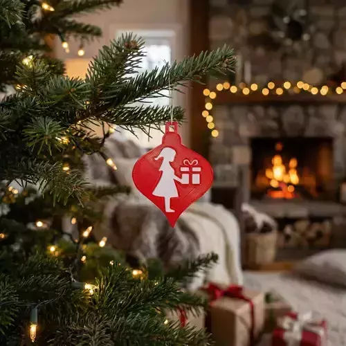Girl with Gift Christmas Ornament