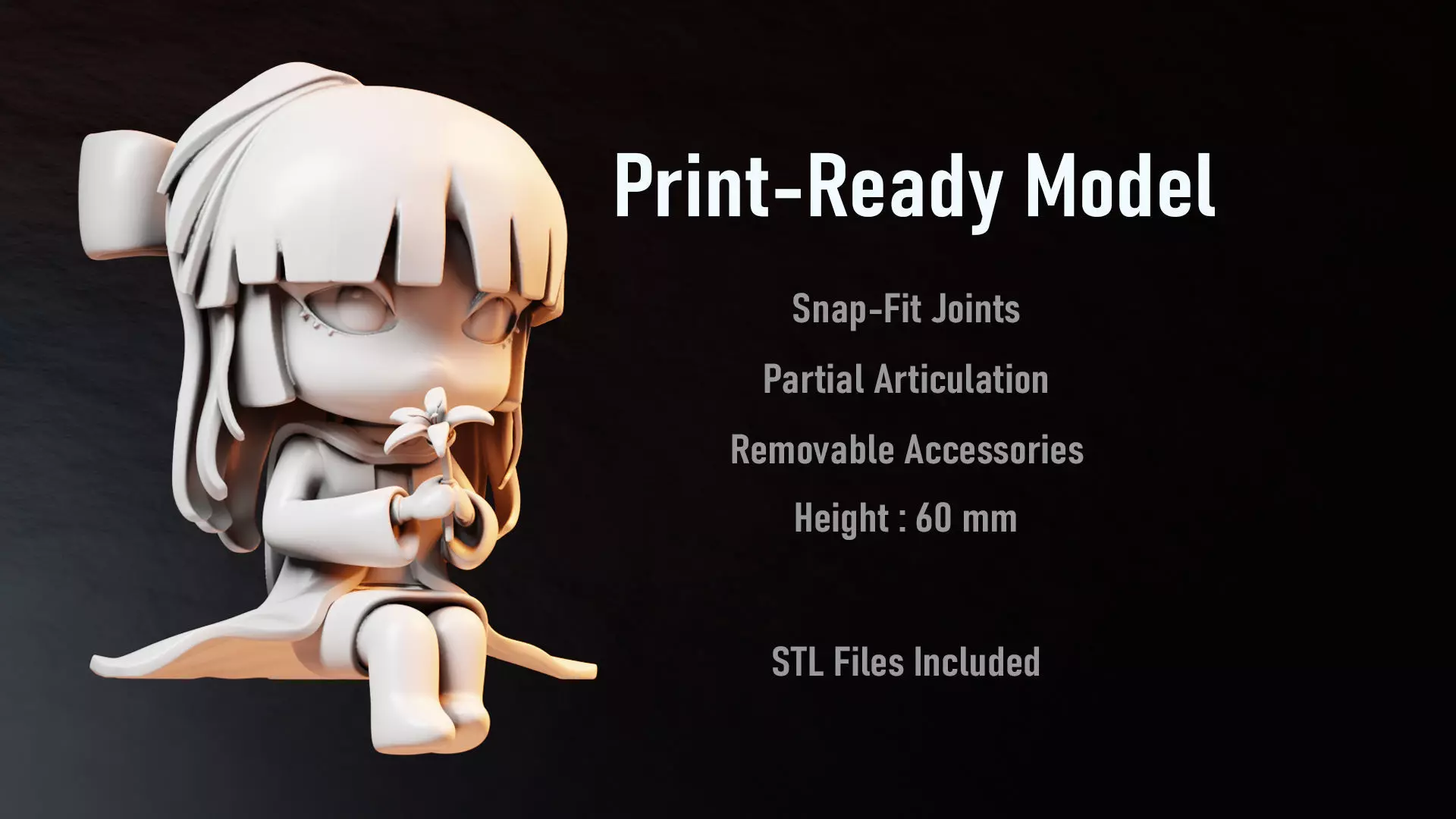 Free Chibi Flower Girl - 3D Print Model Free 3D print model