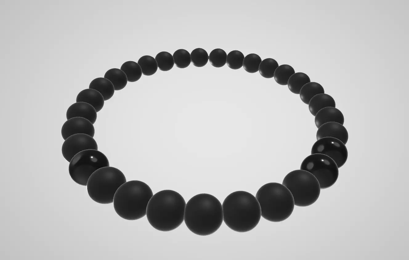 Natural Matte Black Onyx Mala Bead Bracelet Low-poly 3D model