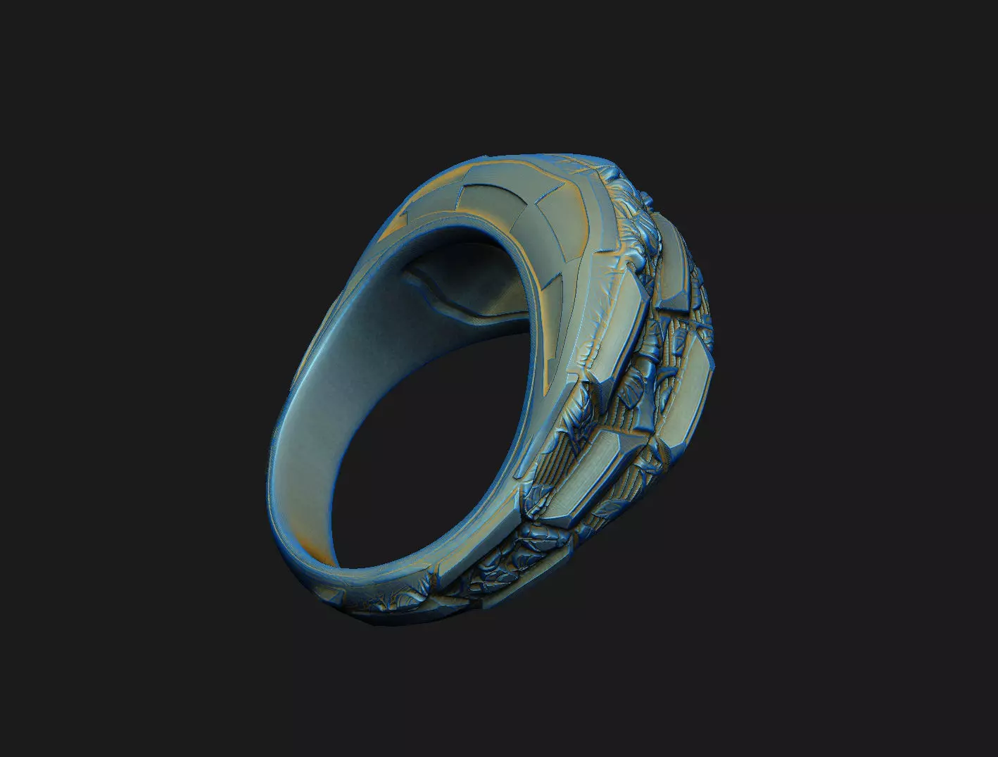 signet solid line basic shape decor shine symbol silver 3D print model