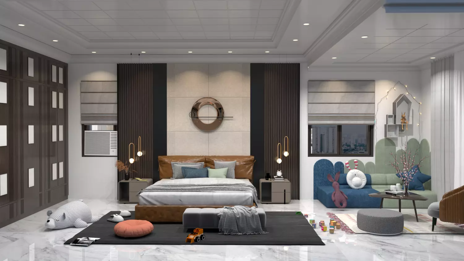 Modern Master Bedroom with Kids Play Area 3D model