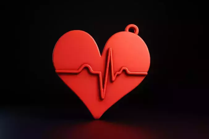 Heart with Heartbeat Line ValentineS Day Romantic Home 3D print model