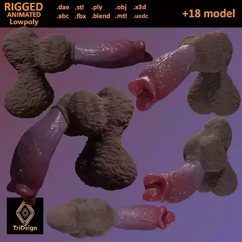 Fantasy Sheathed Werewolf Penis Rigged Lowpoly Low-poly 3D model