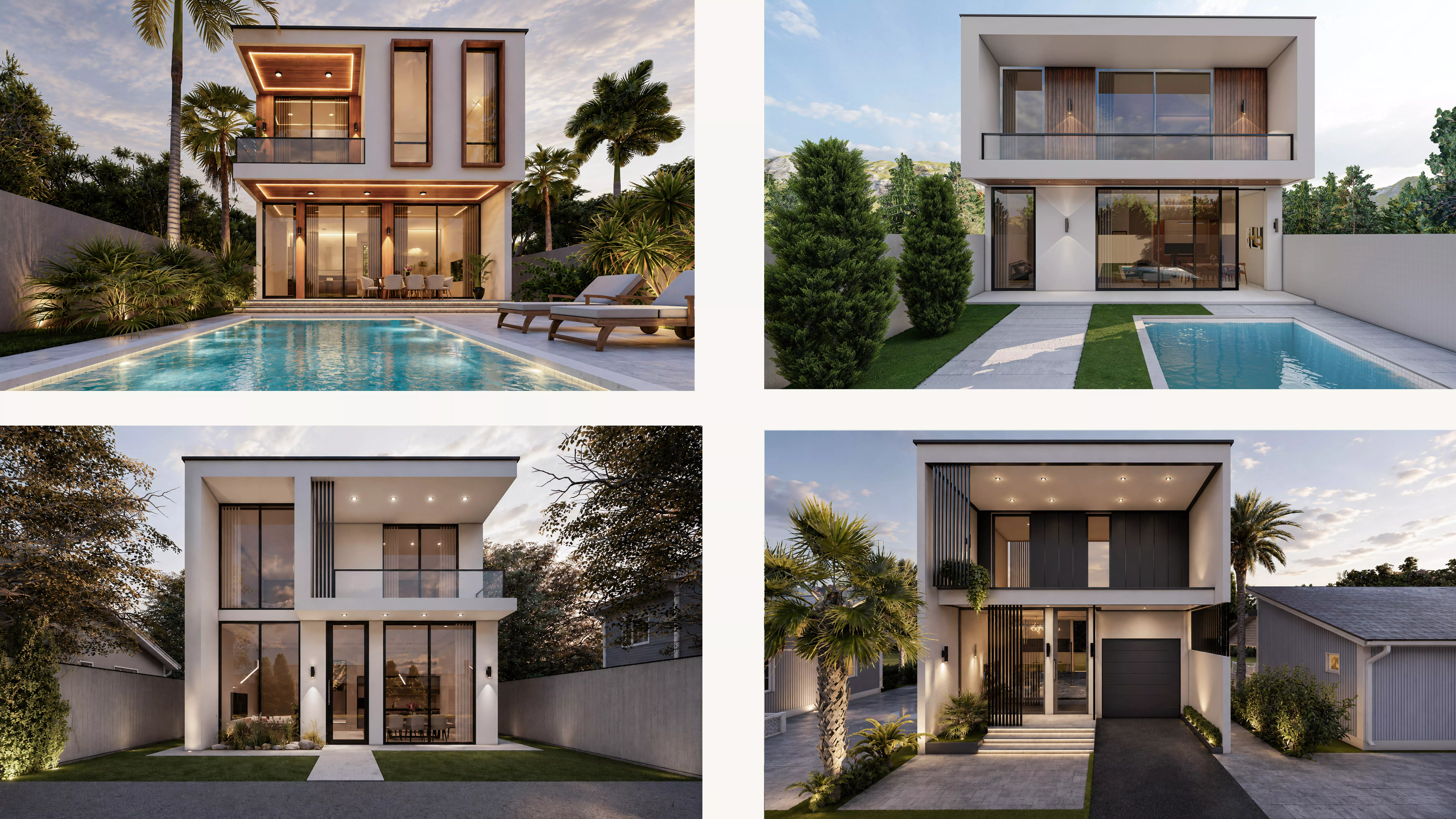 Modern Minimal Villas Pack - 4 Exterior Models 3D model