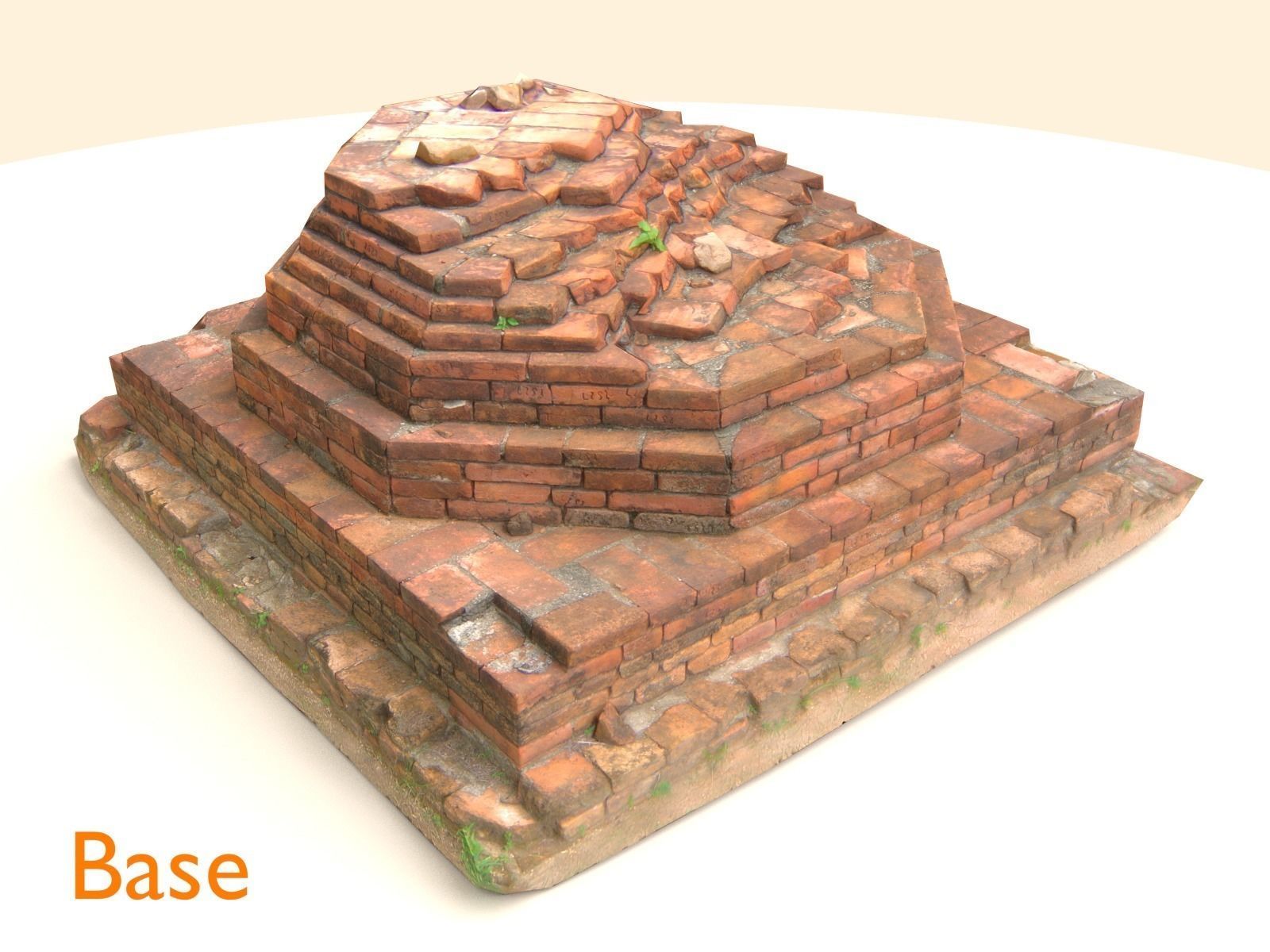 Brick Pillar Base Low-poly 3D model_2