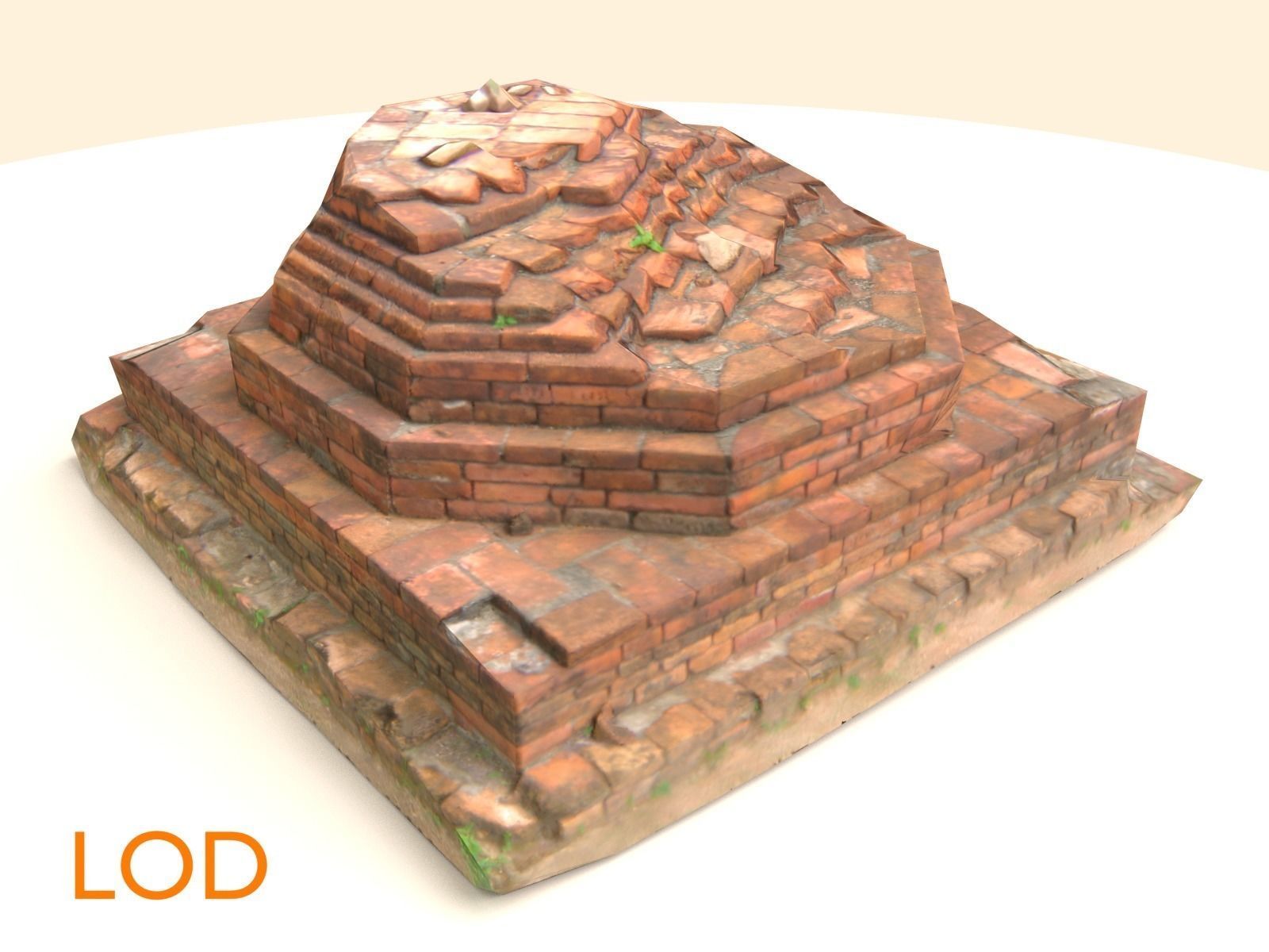 Brick Pillar Base Low-poly 3D model_5