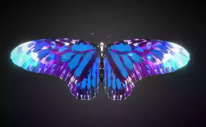 Batterfly Blue Low Polygon Art Insect