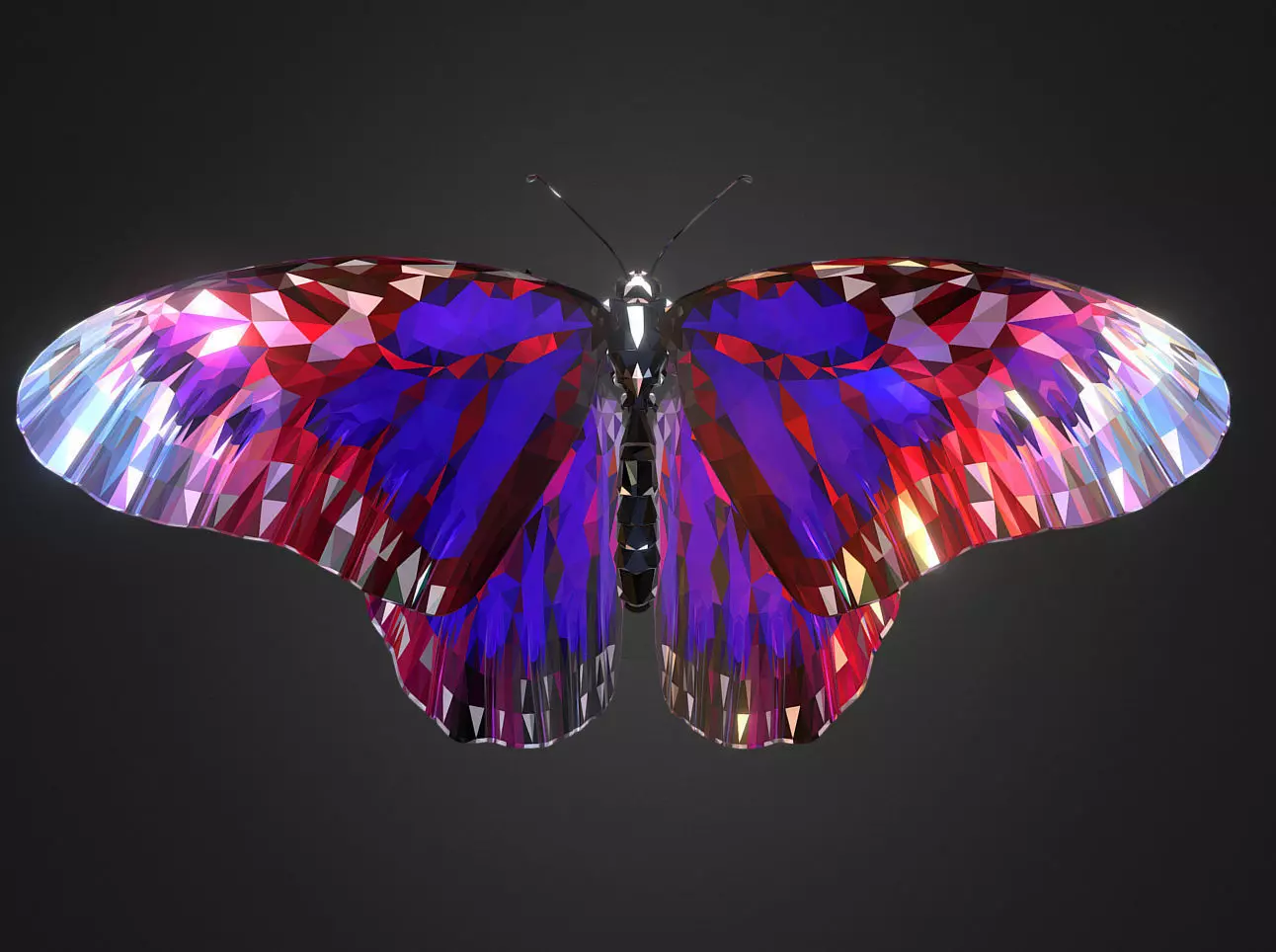 Batterfly Purple Low Polygon Art Insect Low-poly 3D model_0