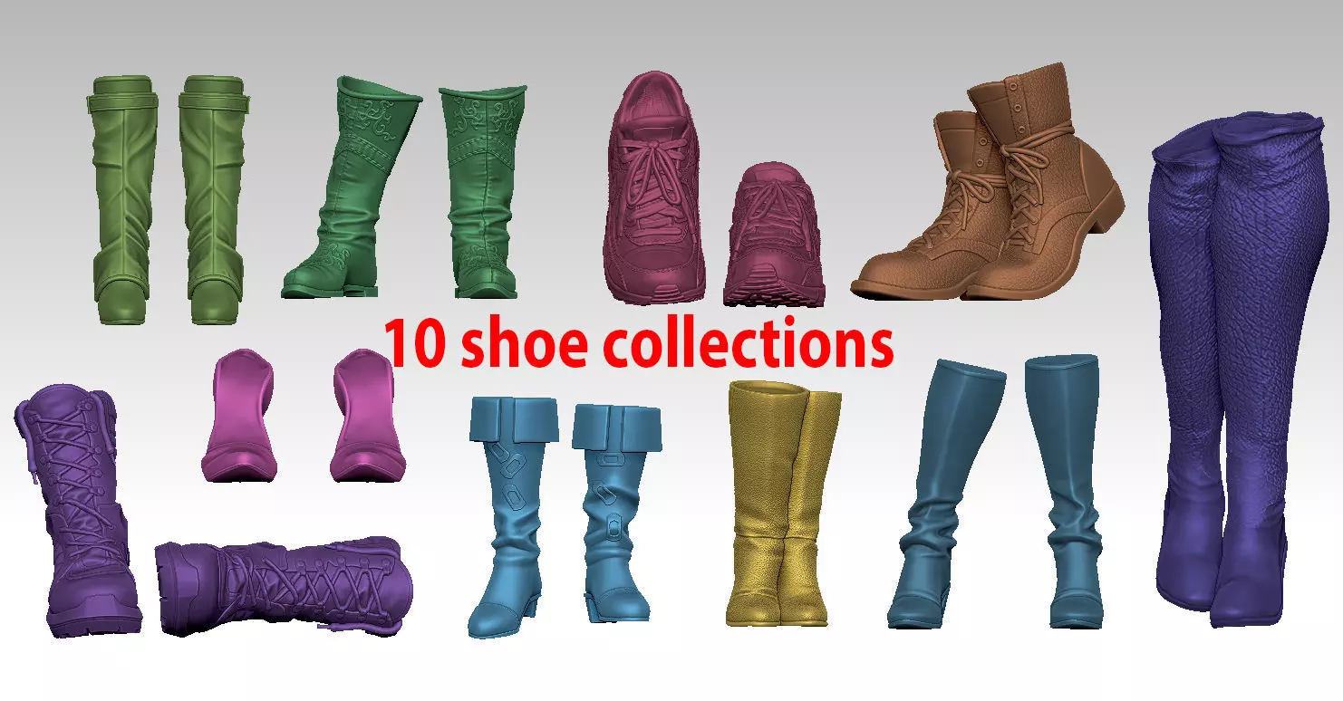 10 shoe collections 3D print model