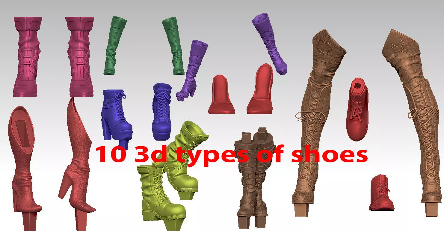 10 3d types of shoes 3D print model